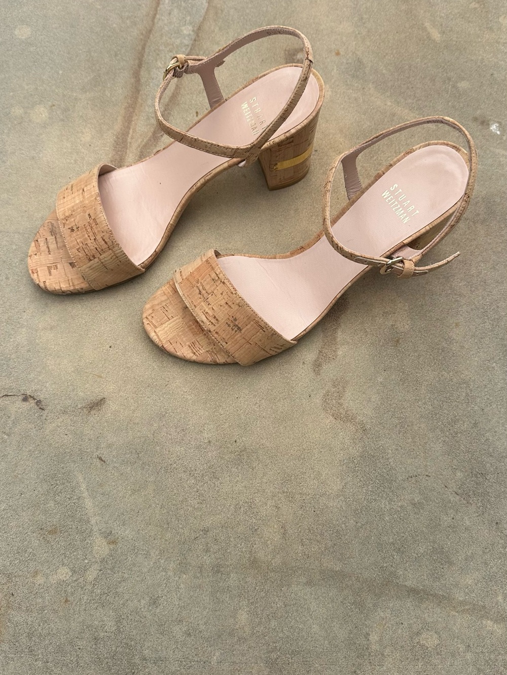 STUART WEITZMAN Nusolo Cork Ankle Strap Sandals 7